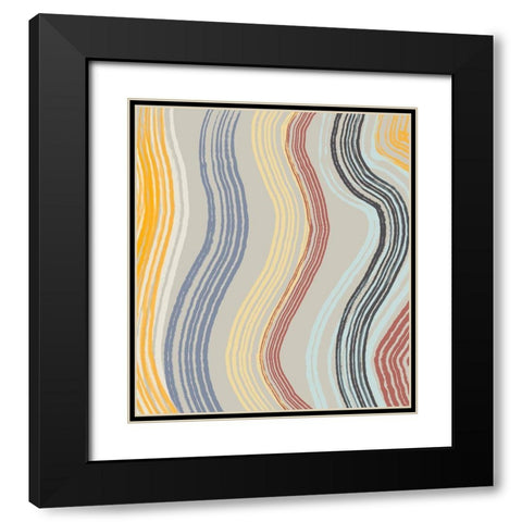 Sandy Hues Band Waves Black Modern Wood Framed Art Print with Double Matting by Maria, Robin