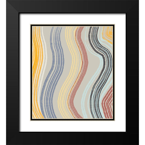 Sandy Hues Band Waves Black Modern Wood Framed Art Print with Double Matting by Maria, Robin