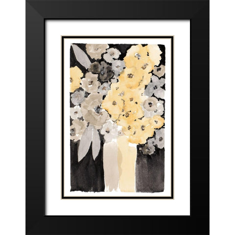 Moody Bouquet Black Modern Wood Framed Art Print with Double Matting by Krinlox