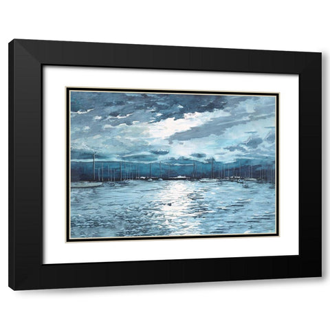 Moonlit Marina Black Modern Wood Framed Art Print with Double Matting by Nawrocke, Bruce