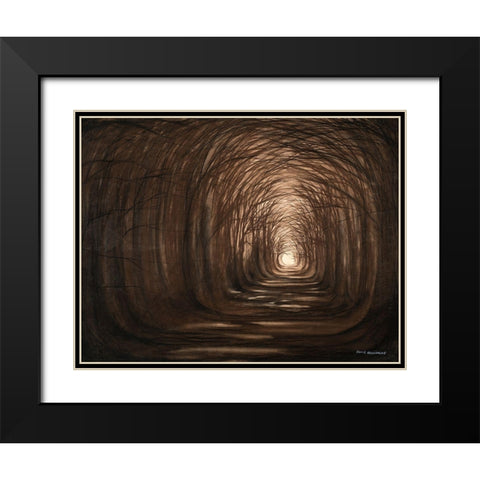 Sundown In A Forest Black Modern Wood Framed Art Print with Double Matting by Nawrocke, Bruce
