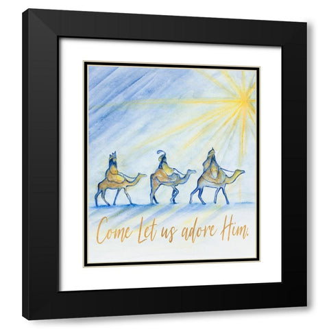 Come Let Us Adore Him Black Modern Wood Framed Art Print with Double Matting by Gaynor, Janice