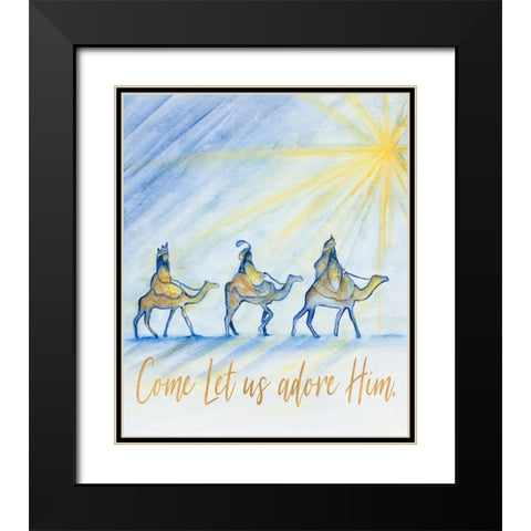 Come Let Us Adore Him Black Modern Wood Framed Art Print with Double Matting by Gaynor, Janice