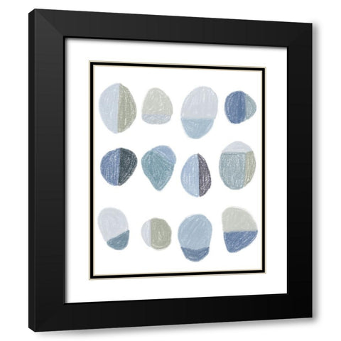 Blue Pebbles Black Modern Wood Framed Art Print with Double Matting by Navas, Emily