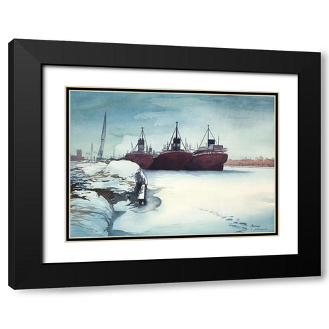 Frozen Dock Black Modern Wood Framed Art Print with Double Matting by Nawrocke, Bruce