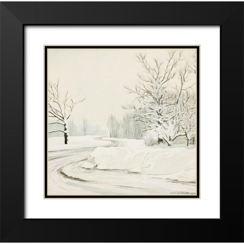 Snowy Road Black Modern Wood Framed Art Print with Double Matting by Nawrocke, Bruce