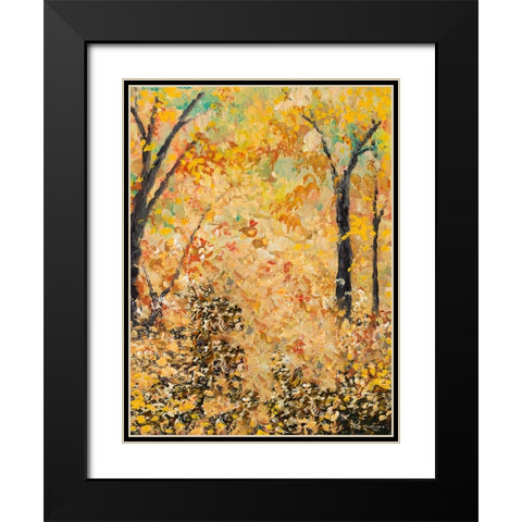 Falling Autumn Leaves Black Modern Wood Framed Art Print with Double Matting by Nawrocke, Bruce