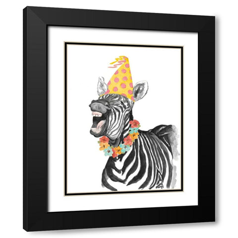 Party Zebra Black Modern Wood Framed Art Print with Double Matting by Pinto, Patricia