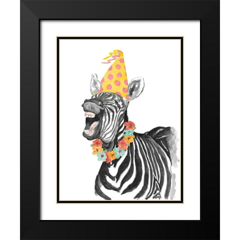 Party Zebra Black Modern Wood Framed Art Print with Double Matting by Pinto, Patricia