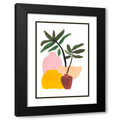 Various Pots Black Modern Wood Framed Art Print with Double Matting by SD Graphics Studio