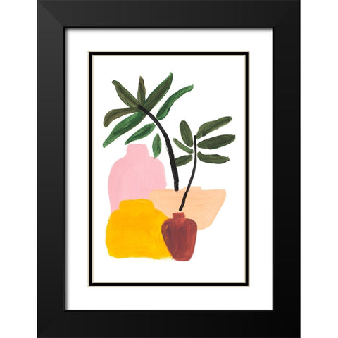 Various Pots Black Modern Wood Framed Art Print with Double Matting by SD Graphics Studio