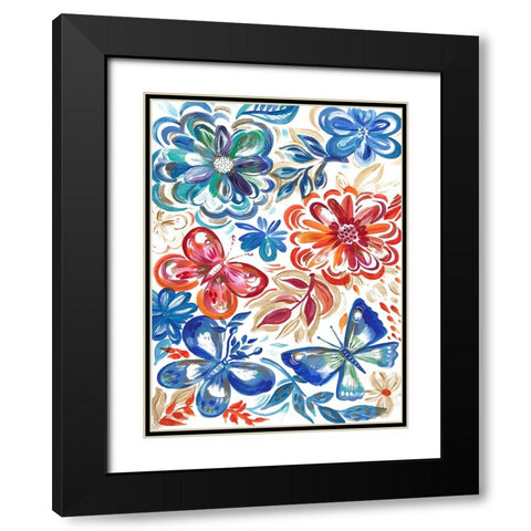 Butterfly Garden Black Modern Wood Framed Art Print with Double Matting by Del Sol, Ani