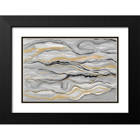 Melted Abstract Black Modern Wood Framed Art Print with Double Matting by Gaynor, Janice