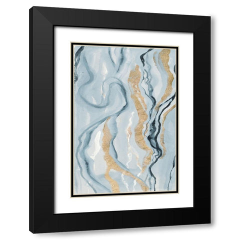 Blue Melted Abstract I Black Modern Wood Framed Art Print with Double Matting by Gaynor, Janice