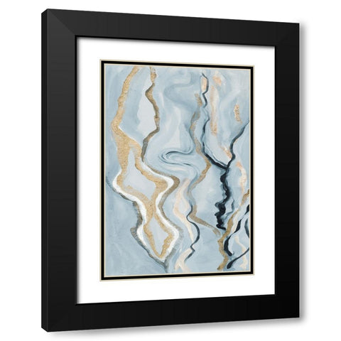 Blue Melted Abstract II Black Modern Wood Framed Art Print with Double Matting by Gaynor, Janice