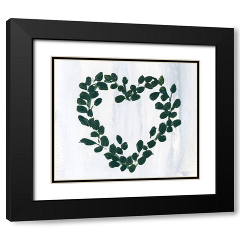 Eucalyptus Heart Wreath Black Modern Wood Framed Art Print with Double Matting by Price, Lucille
