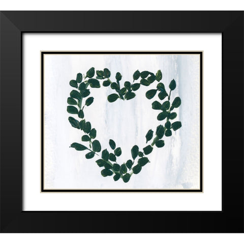 Eucalyptus Heart Wreath Black Modern Wood Framed Art Print with Double Matting by Price, Lucille