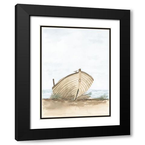 Beached Wooden Row Boat I Black Modern Wood Framed Art Print with Double Matting by Price, Lucille