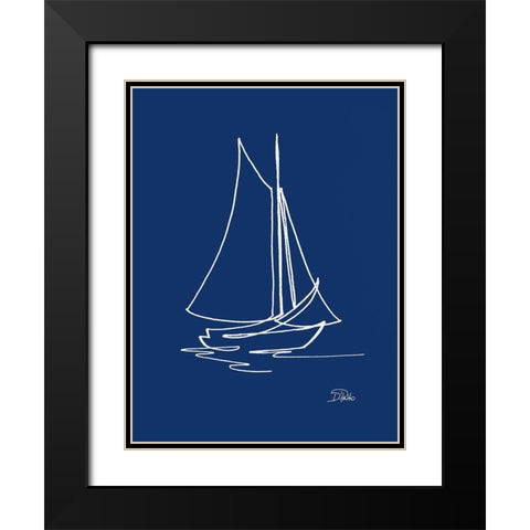 Little Sail On Blue Black Modern Wood Framed Art Print with Double Matting by Pinto, Patricia