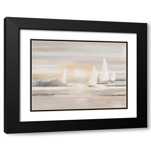 The Cove and Sailboats Black Modern Wood Framed Art Print with Double Matting by Pinto, Patricia