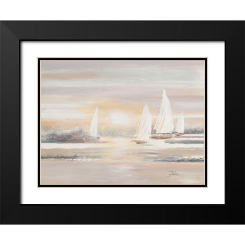 The Cove and Sailboats Black Modern Wood Framed Art Print with Double Matting by Pinto, Patricia