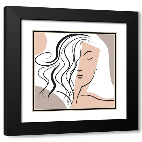 Wavy Haired Woman Black Modern Wood Framed Art Print with Double Matting by Mosher, Deidre
