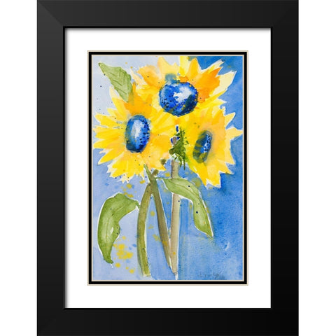 Sunflowers Black Modern Wood Framed Art Print with Double Matting by Krinlox