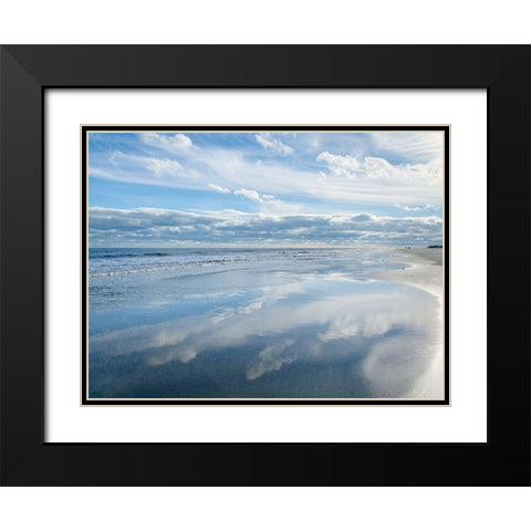 Crystal Blue Reflection Black Modern Wood Framed Art Print with Double Matting by Coppel, Anna
