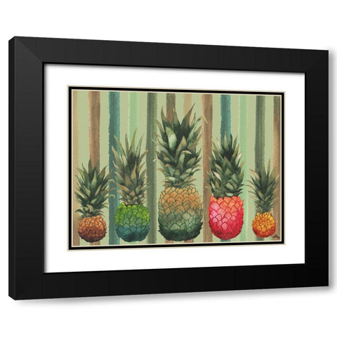 Pineapples Black Modern Wood Framed Art Print with Double Matting by Medley, Elizabeth