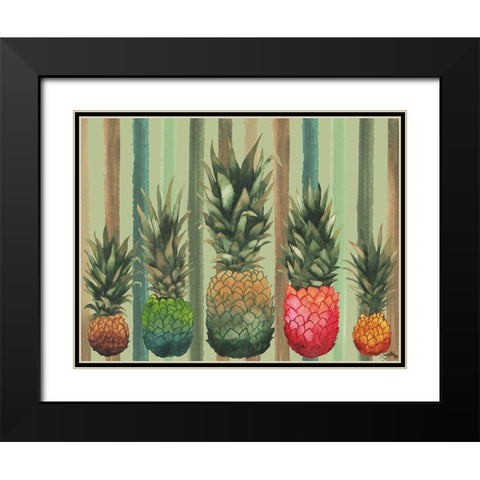 Pineapples Black Modern Wood Framed Art Print with Double Matting by Medley, Elizabeth