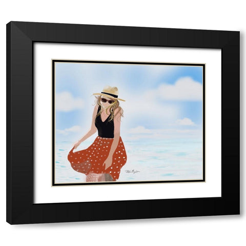Beach Stroll Black Modern Wood Framed Art Print with Double Matting by Maria, Robin