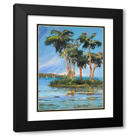 Palm Island Black Modern Wood Framed Art Print with Double Matting by Slivka, Jane