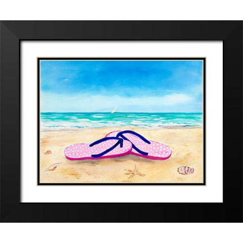 Go Barefoot Black Modern Wood Framed Art Print with Double Matting by DeRice, Julie
