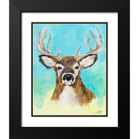 White Tail Deer Black Modern Wood Framed Art Print with Double Matting by DeRice, Julie