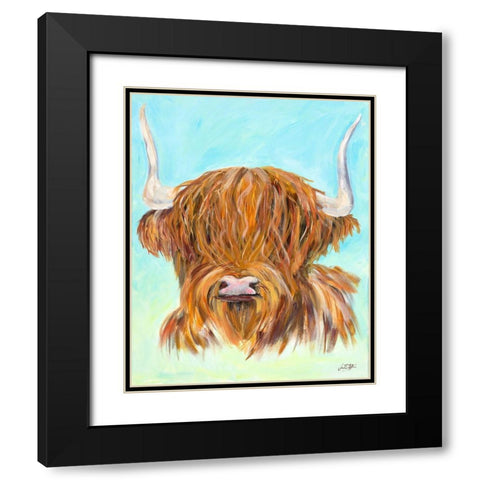 Highland Cow Black Modern Wood Framed Art Print with Double Matting by DeRice, Julie