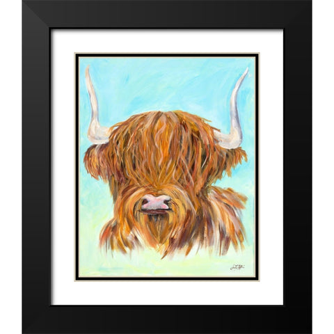 Highland Cow Black Modern Wood Framed Art Print with Double Matting by DeRice, Julie