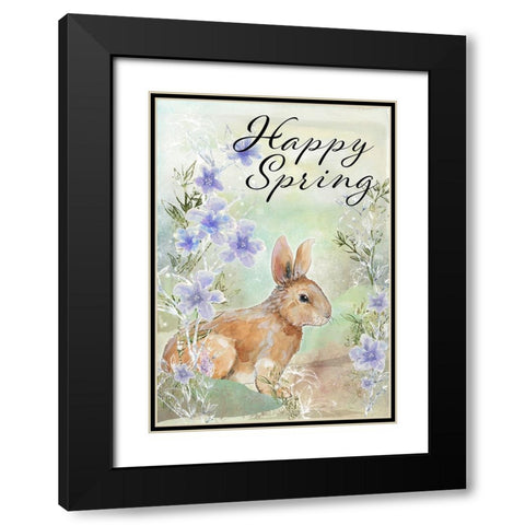Happy Spring Sweet Bunny Black Modern Wood Framed Art Print with Double Matting by Diannart