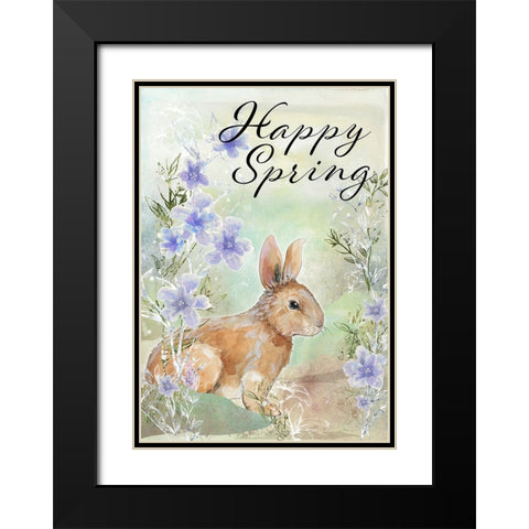 Happy Spring Sweet Bunny Black Modern Wood Framed Art Print with Double Matting by Diannart