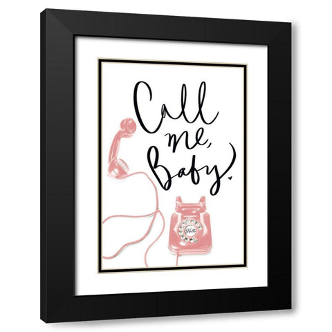 Call Me Baby Black Modern Wood Framed Art Print with Double Matting by SD Graphics Studio