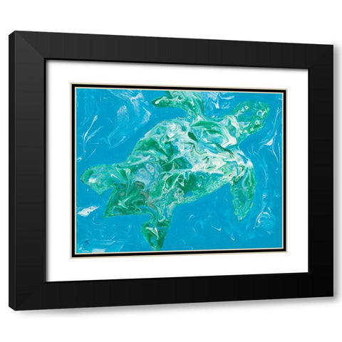 Glimmer Of A Turtle Black Modern Wood Framed Art Print with Double Matting by Grace, Ajoya