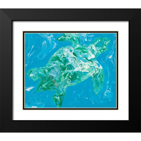 Glimmer Of A Turtle Black Modern Wood Framed Art Print with Double Matting by Grace, Ajoya