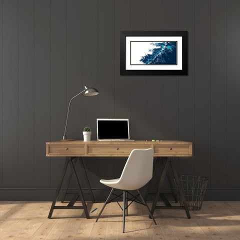 Blue Blaze Black Modern Wood Framed Art Print with Double Matting by Grace, Ajoya