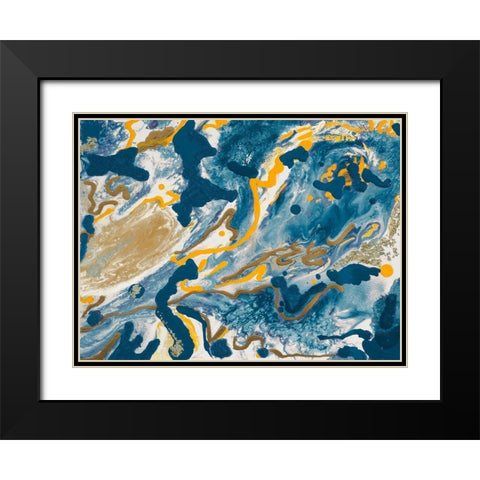 Rubrum Blue Black Modern Wood Framed Art Print with Double Matting by Grace, Ajoya