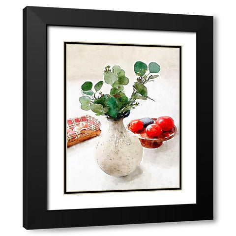 Kitchen Eucalyptus Black Modern Wood Framed Art Print with Double Matting by Myers, Amelia