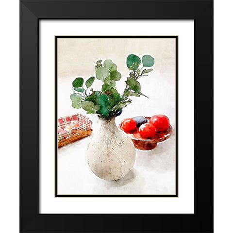 Kitchen Eucalyptus Black Modern Wood Framed Art Print with Double Matting by Myers, Amelia