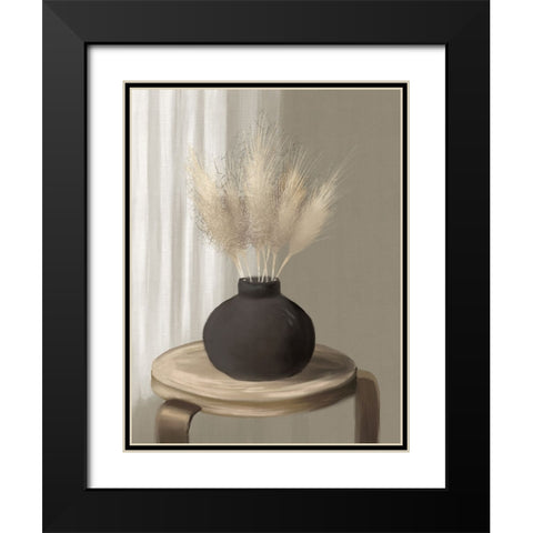 Pampas Grass In Black Vase Black Modern Wood Framed Art Print with Double Matting by Medley, Elizabeth