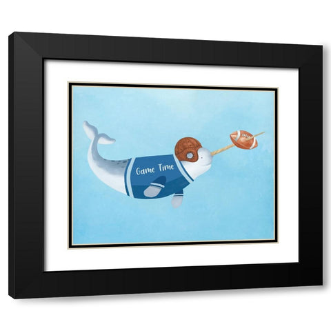 Football Whale Black Modern Wood Framed Art Print with Double Matting by Sheppard, Lucca
