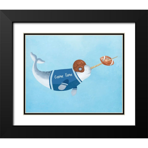 Football Whale Black Modern Wood Framed Art Print with Double Matting by Sheppard, Lucca
