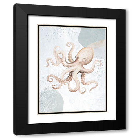 Ocean Oasis Octopus I Black Modern Wood Framed Art Print with Double Matting by Pinto, Patricia