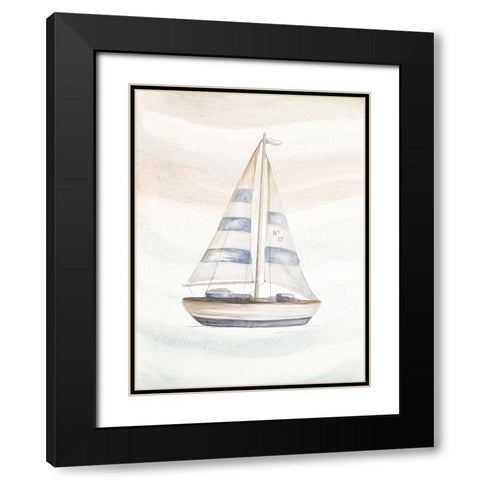 Ocean Oasis Little Sail I Black Modern Wood Framed Art Print with Double Matting by Pinto, Patricia